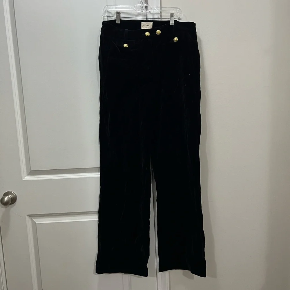 NWT Sezane Black Velvet PANTALON FABIO Pants Size 14 US